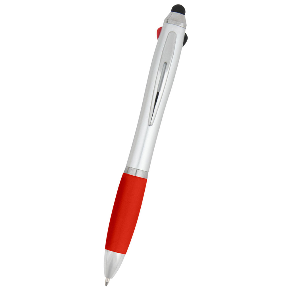 Hit Silver with Red 3-In-One Pen with Stylus