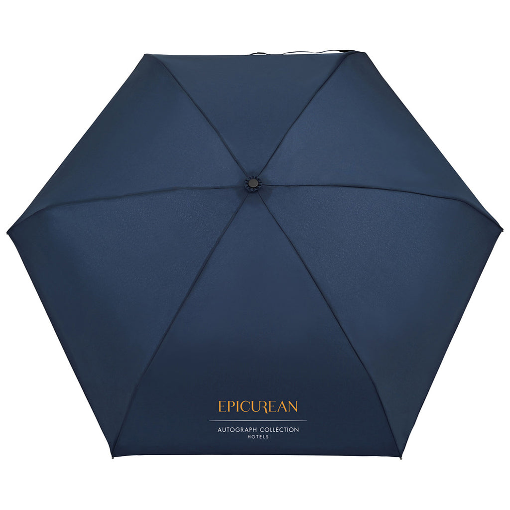 Elements Navy 39" Recycled Manual Mini Folding Umbrella