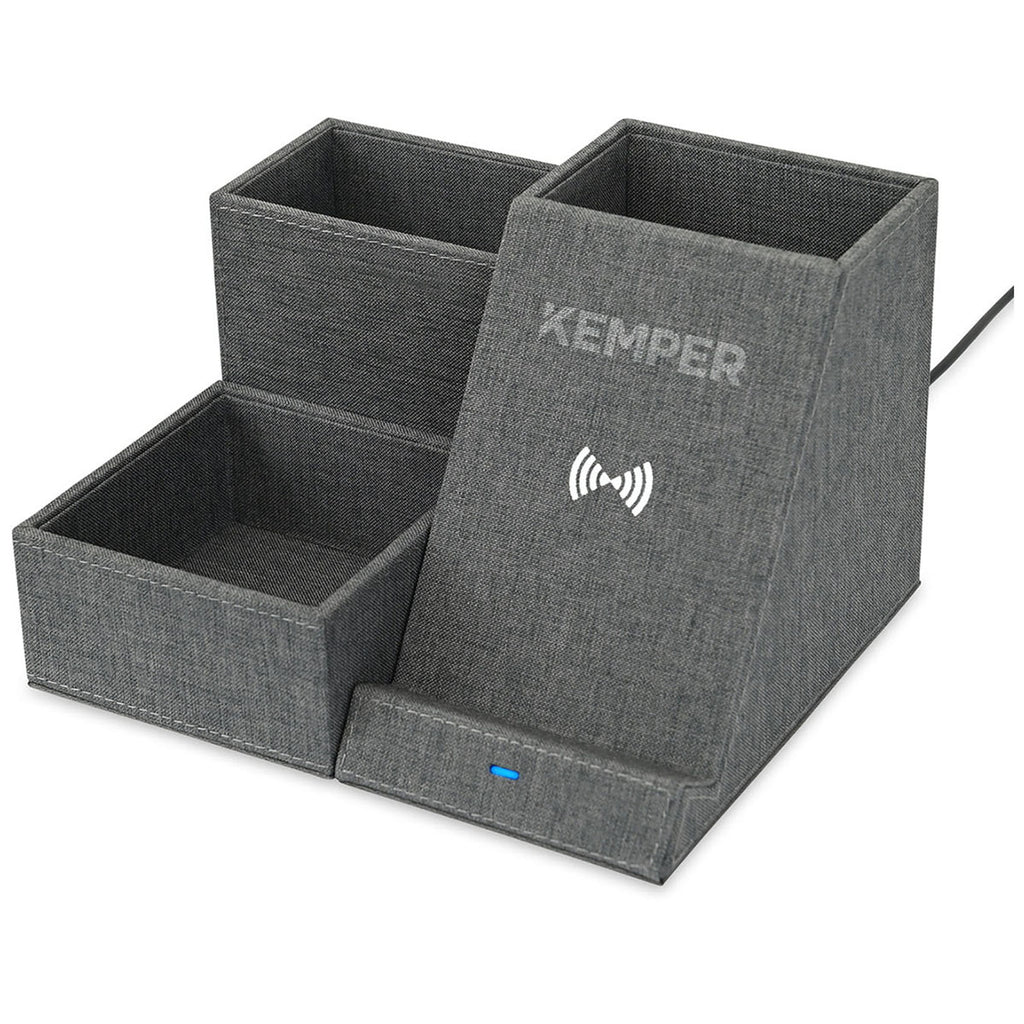 Gemline Charcoal Heather Eden Wireless Charging Desk Organizer