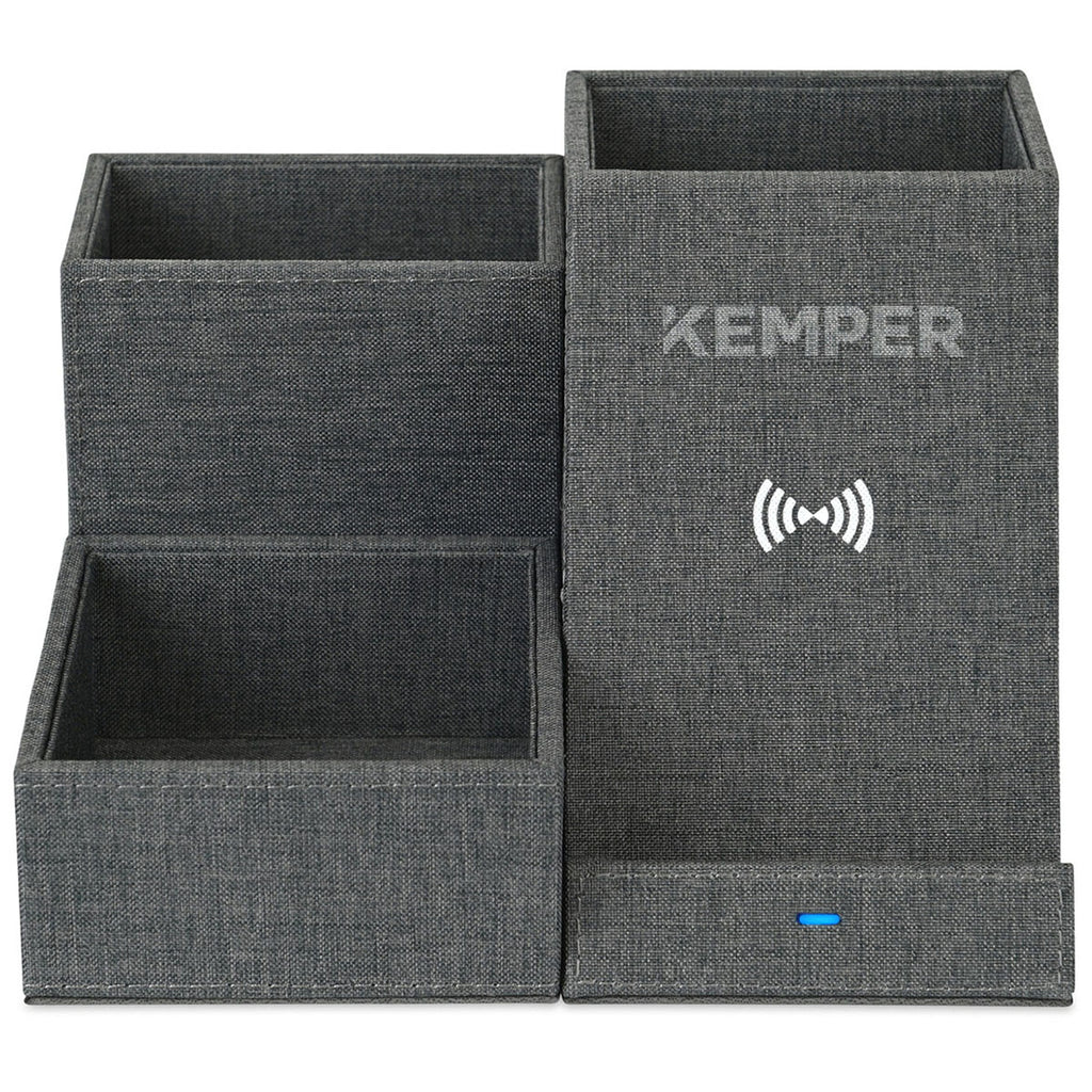 Gemline Charcoal Heather Eden Wireless Charging Desk Organizer