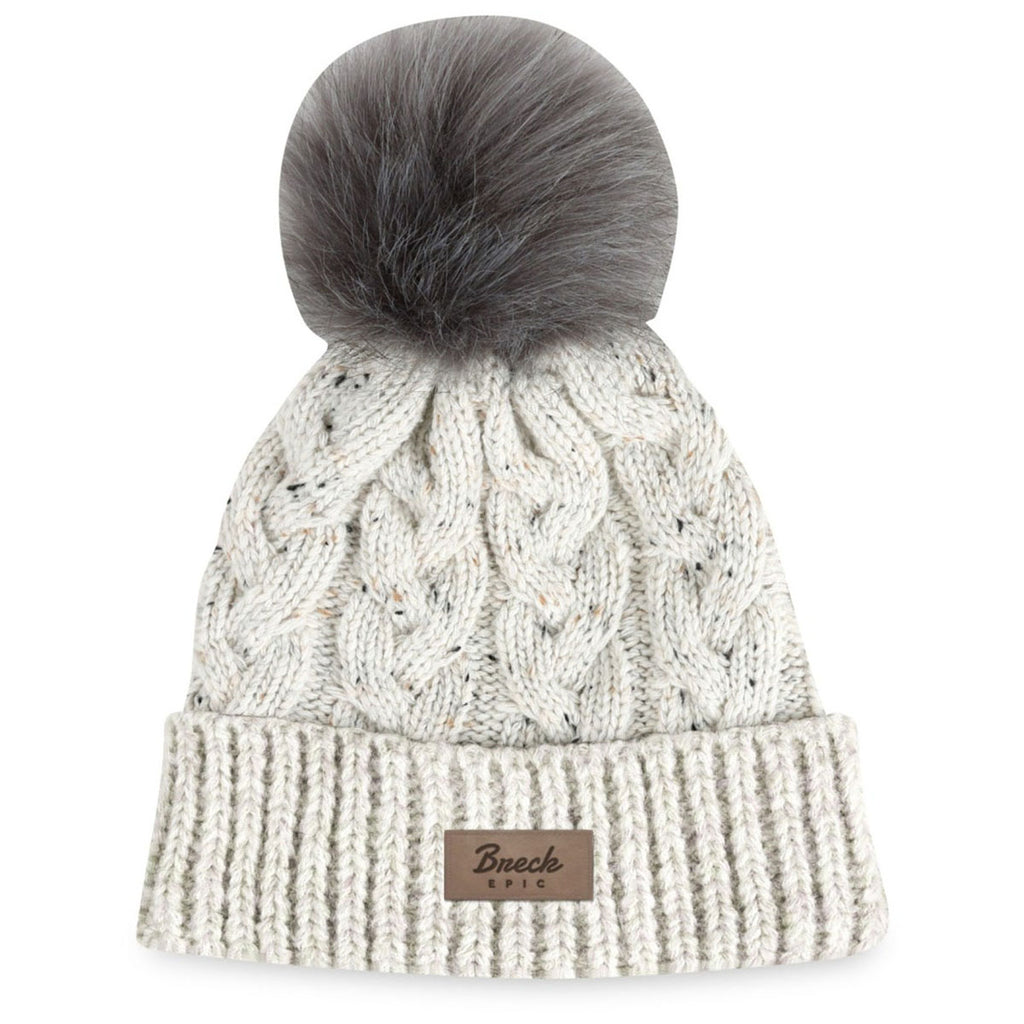 Ahead Oatmeal Speckle Pom Knit Hat