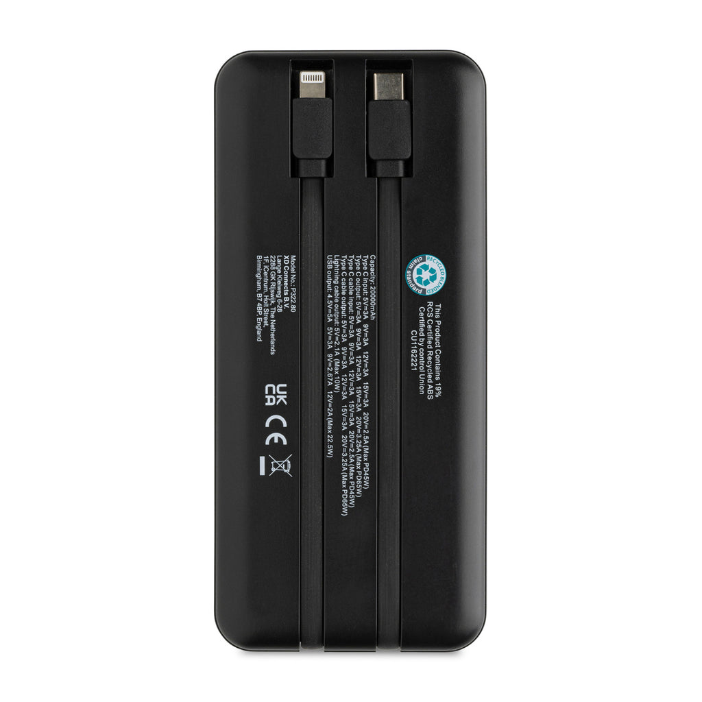 XD Connects Black Gridley RCS rPlastic 20000 65W Laptop Powerbank