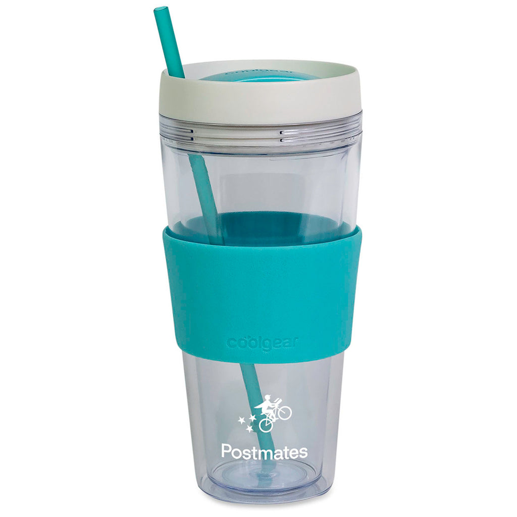 Cool Gear Teal Callisto Chiller Clear Straw Bottle - 24 Oz.