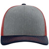 Richardson Heather Grey/Cardinal/Navy Trucker Cap