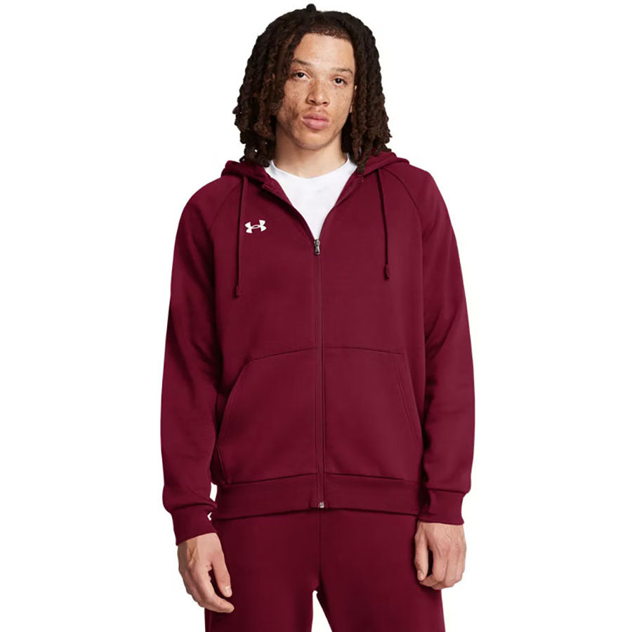 Under Armour Men's Cardinal/White Rival Fleece Full Zip Hoodie
