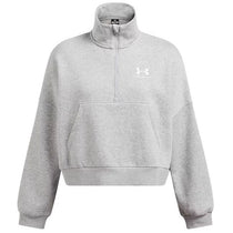 Under Armour Women's Mod Grey Light Heather/White Icon Fleece Oversized 1/2 Zip