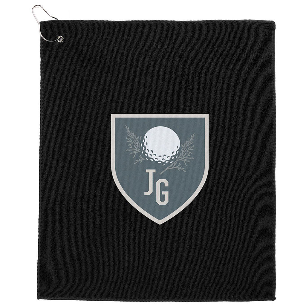 Leed's Black 15" x 18" RPET 300g Terry Polyester Towel