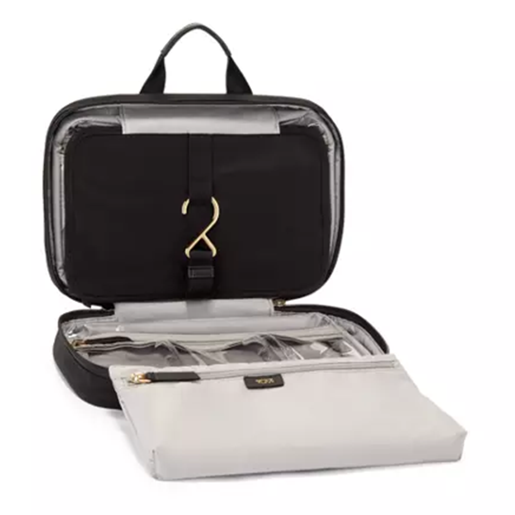 Tumi Black/Gold Voyageur Madeline Cosmetic Bag