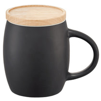 Leed's Black/White Hearth Ceramic Mug with Wood Lid/Coaster 15oz