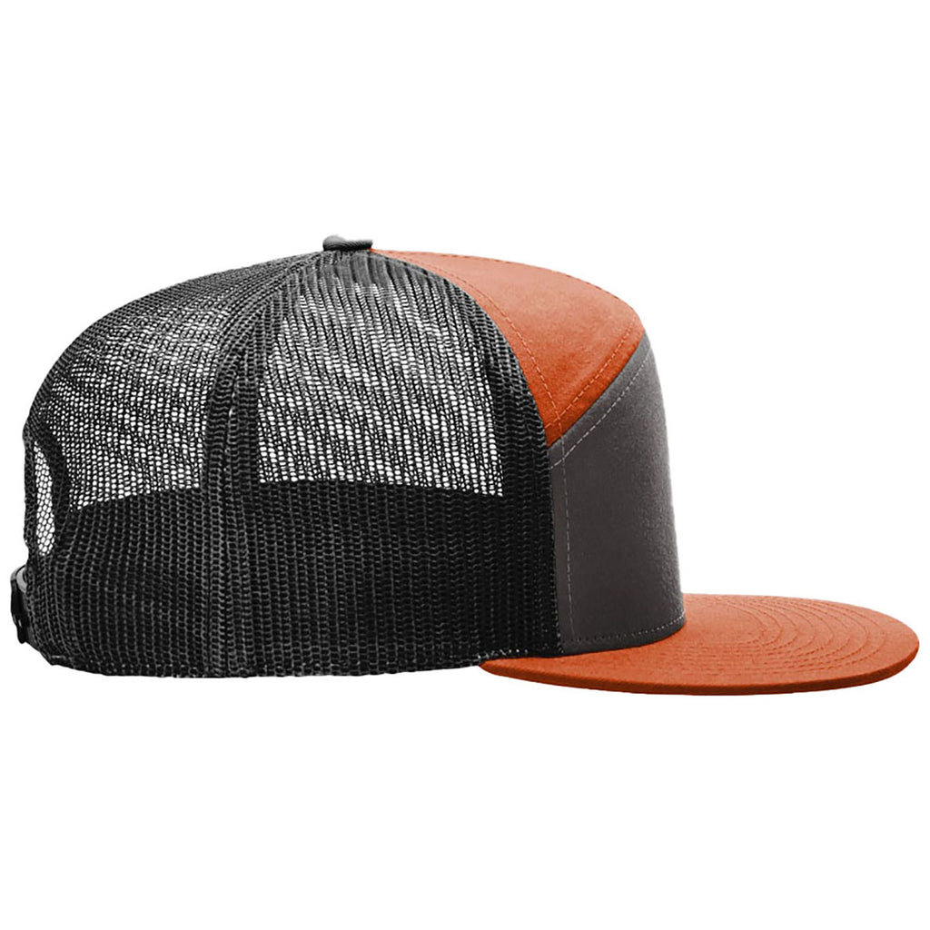 Richardson Charcoal/Burnt Orange/Black 7-Panel Trucker
