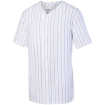 Augusta Sportswear Men's White/Royal Pinstripe Full-Button Jersey