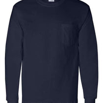 Gildan Unisex Navy Ultra Cotton Long-Sleeve Pocket T-Shirt