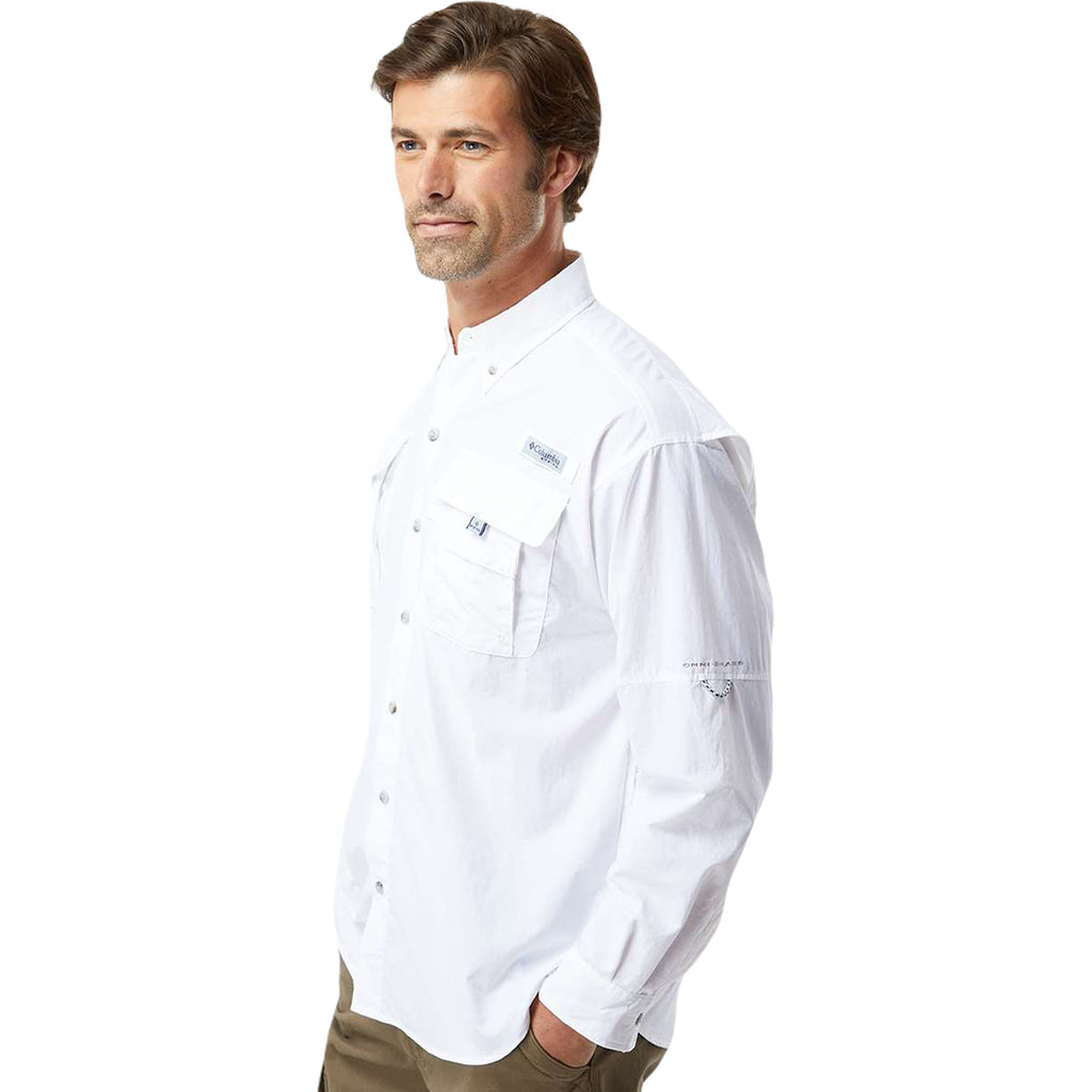 Columbia Men's White PFG Bahama Long Sleeve Shirt