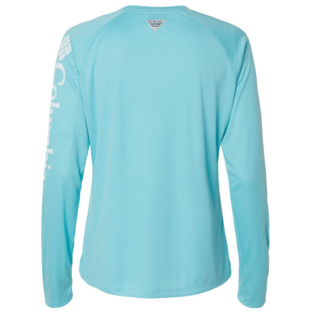 Columbia Women's Clear Blue/White PFG Long Sleeve Tidal Tee