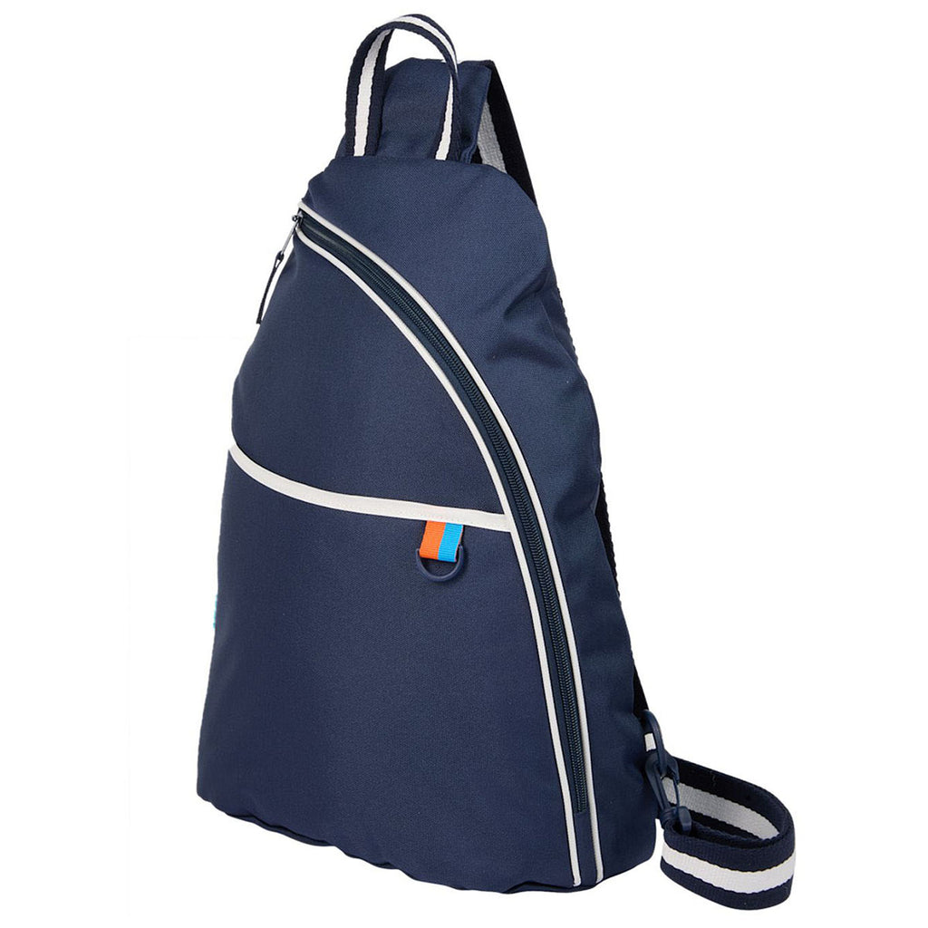 Leed's Navy Retro Sport Recycled Sling Backpack