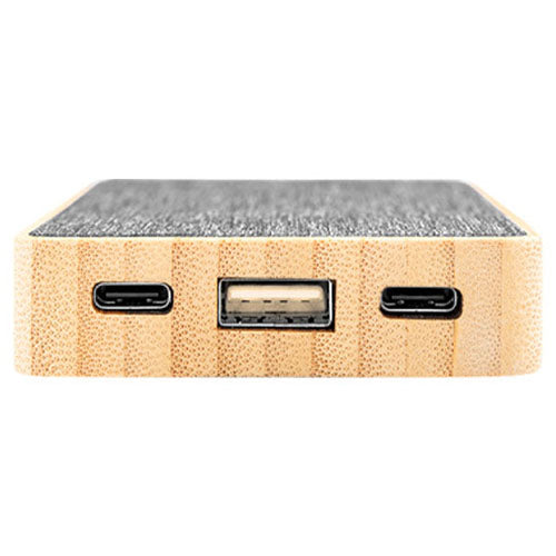 Hit Grey with Bamboo 5,000 mAh Bamboo & rPET Power Bank