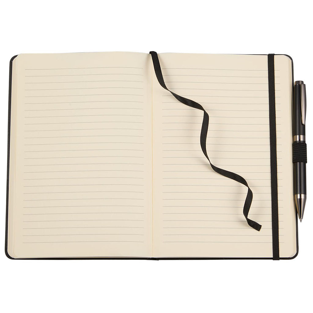 Leed's Black 5.5" x 8.5" FSC Recycled Ribbed Bound Journal