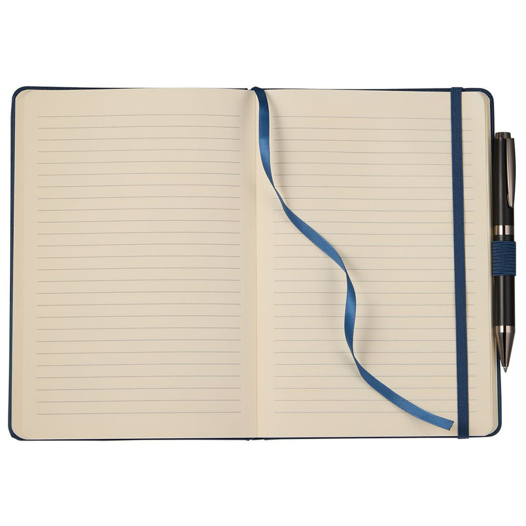 Leed's Navy 5.5" x 8.5" FSC Recycled Ribbed Bound Journal