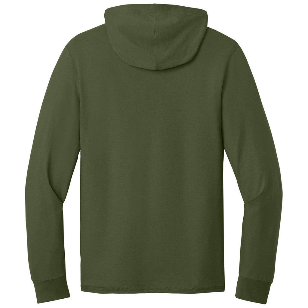 Jerzees Classics Unisex Military Green Cotton Long Sleeve Hooded T-Shirt