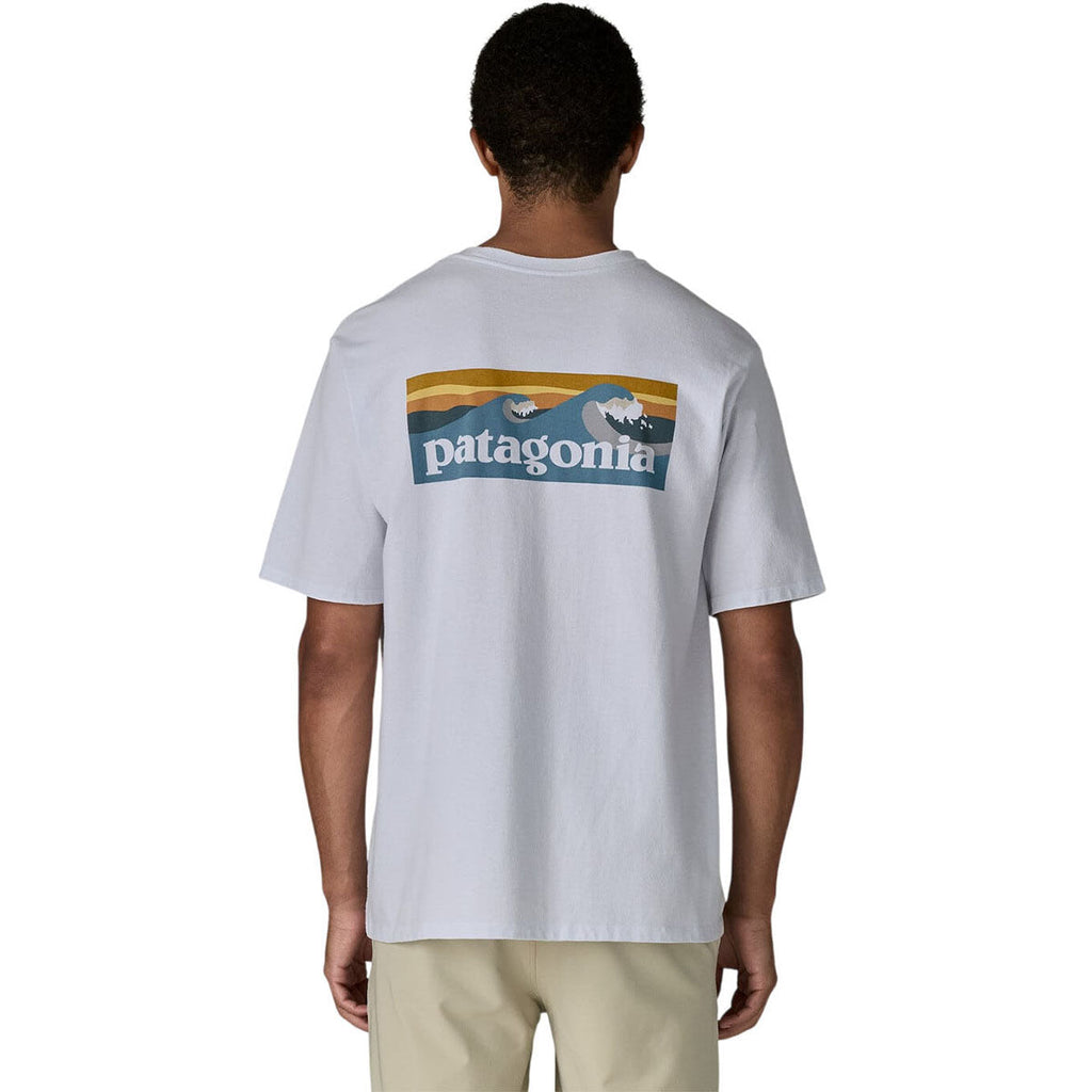 Patagonia Men's White Boardshort Logo Pocket Responsibili-Tee