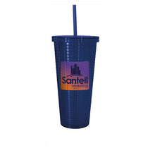 Good Value Blue Square Pattern Double Wall Tumbler - 23 oz