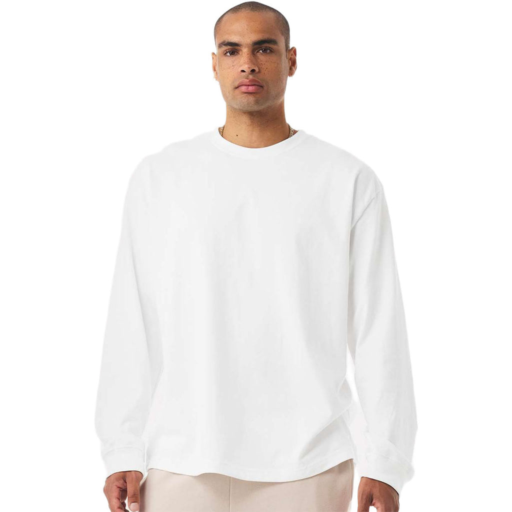 Bella + Canvas Men's White 7.5 oz Heavyweight Long Sleeve Tee