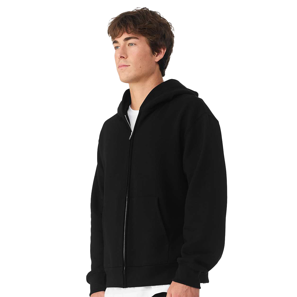 Bella + Canvas Unisex Black 10 oz Full-Zip Hoodie Sweatshirt