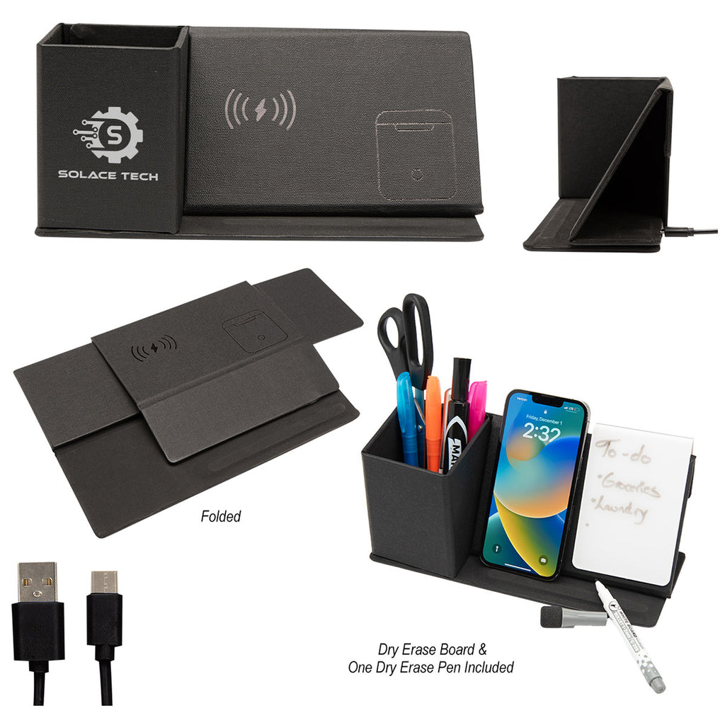 Hit Black Wireless Charging Desk Organizer With Dry Erase Board