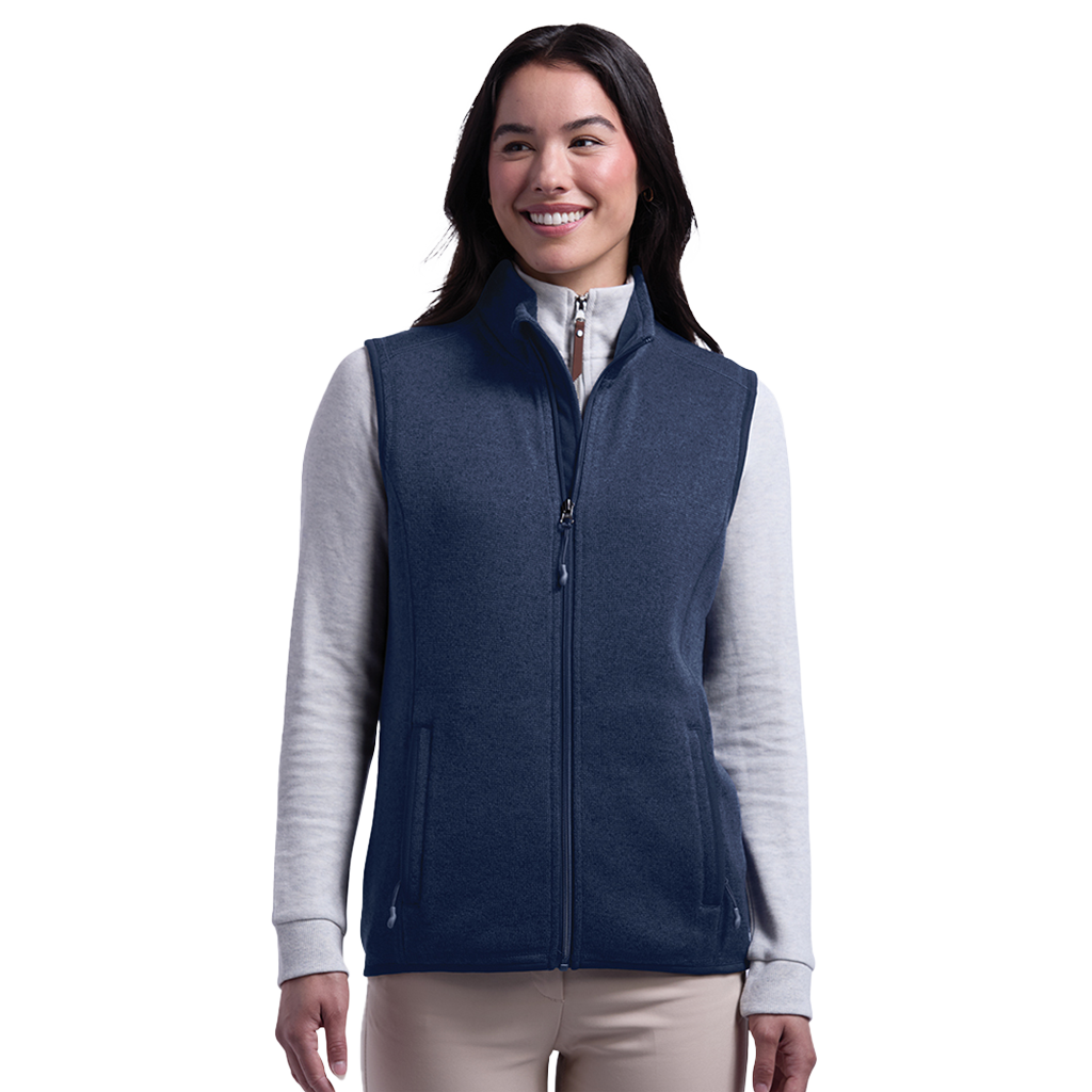 Charles River Women's Navy Heather Pacific Heathered Fleece Vest