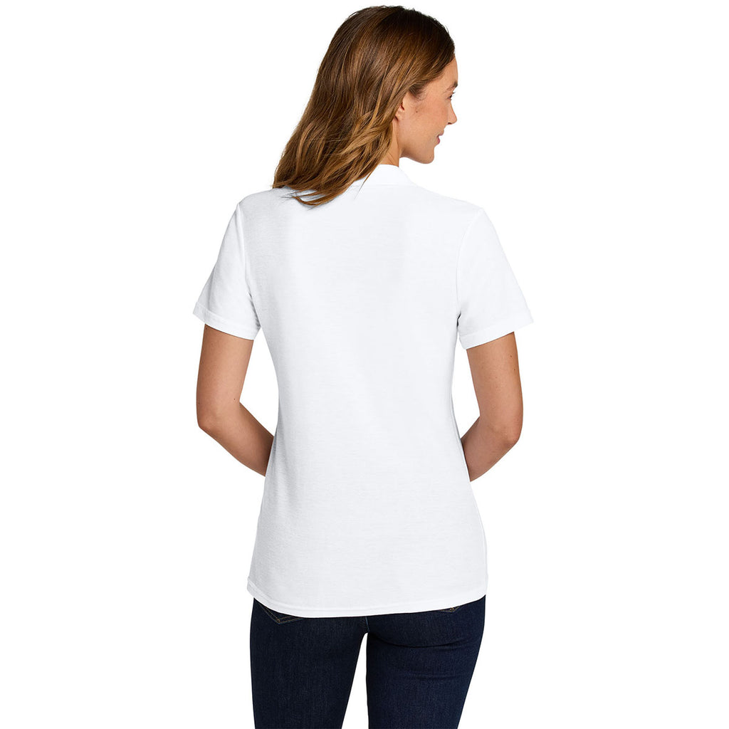 Gildan Women's White Softstyle Pique Polo