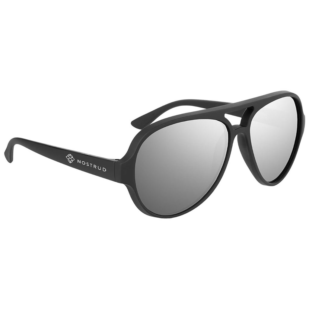 Hit Black With Silver Rubberized Recycled Frame Aviator Sunglasses