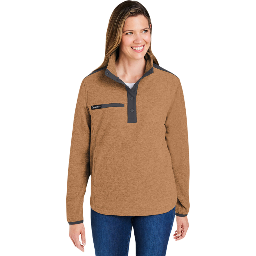 Dri Duck Women's Saddle/Charcoal Sierra Melange Heather Fleece