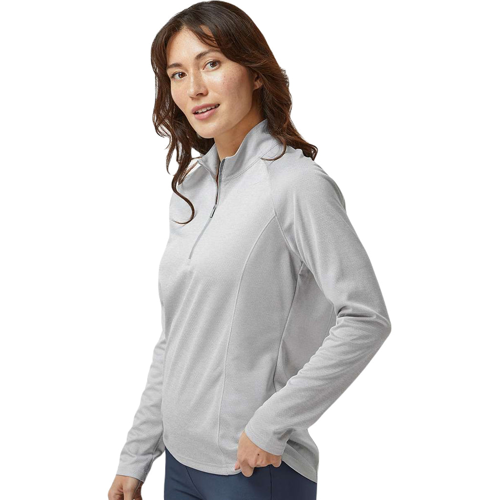 Adidas Women's Grey One Heather Space Dyed Quarter Zip Pullover