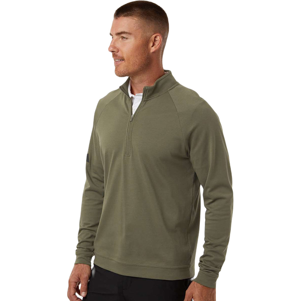 Adidas Men's Olive Strata Club Quarter Zip Pullover