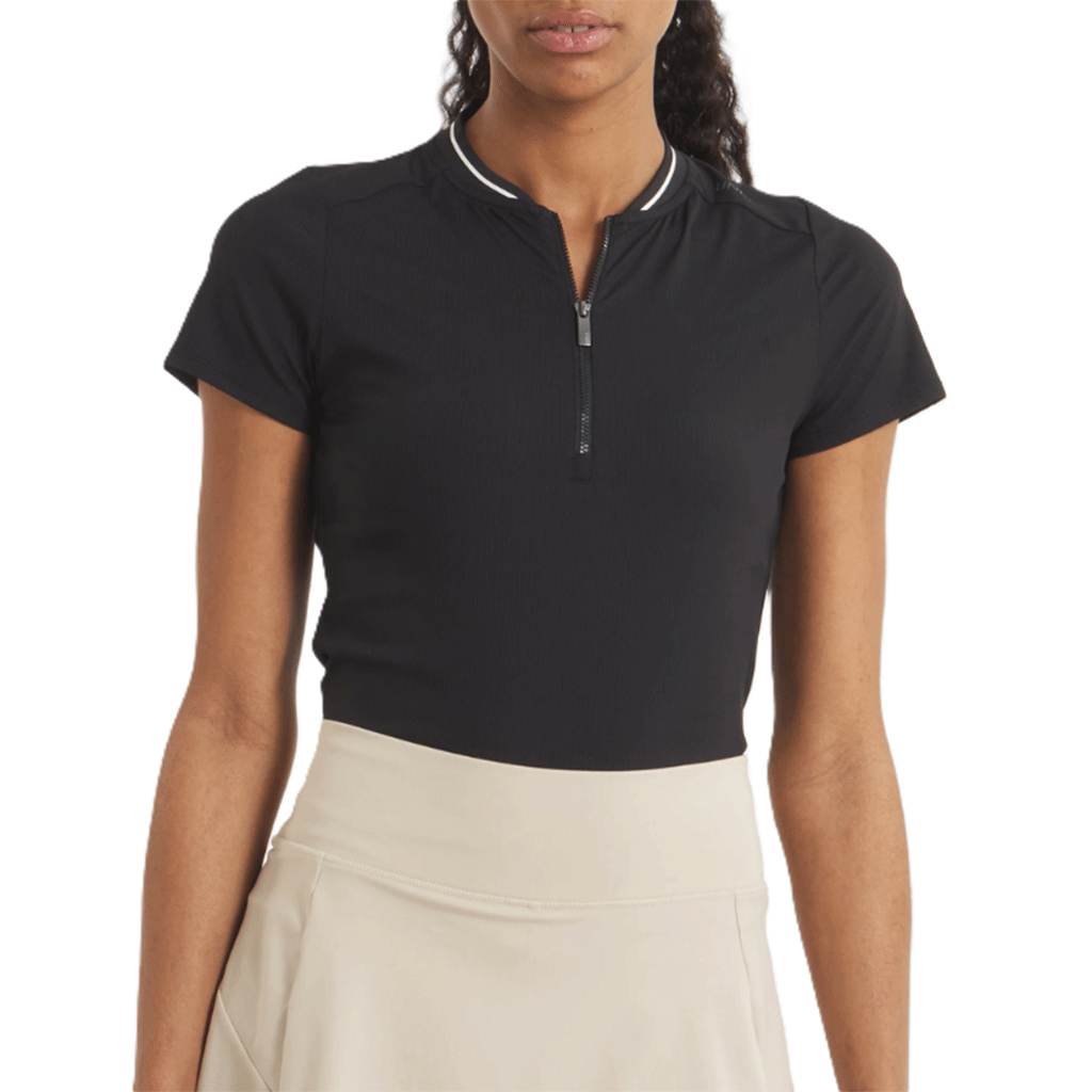 UNRL Women's Black Amelia Short Sleeve Polo