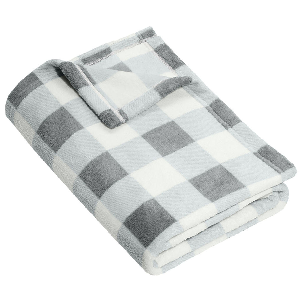 Port Authority Marshmallow/Monument Grey Check Small Ultra Plush Blanket