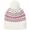 Port Authority Marshmallow/Awareness Pink/Gusty Grey Alpine Pom Beanie