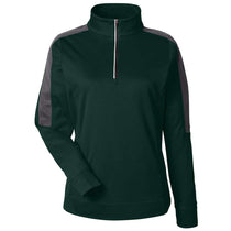 Core 365 Women's Forest/Carbon Market Snag Protect Mesh Colorblock Quarter-Zip Pullover