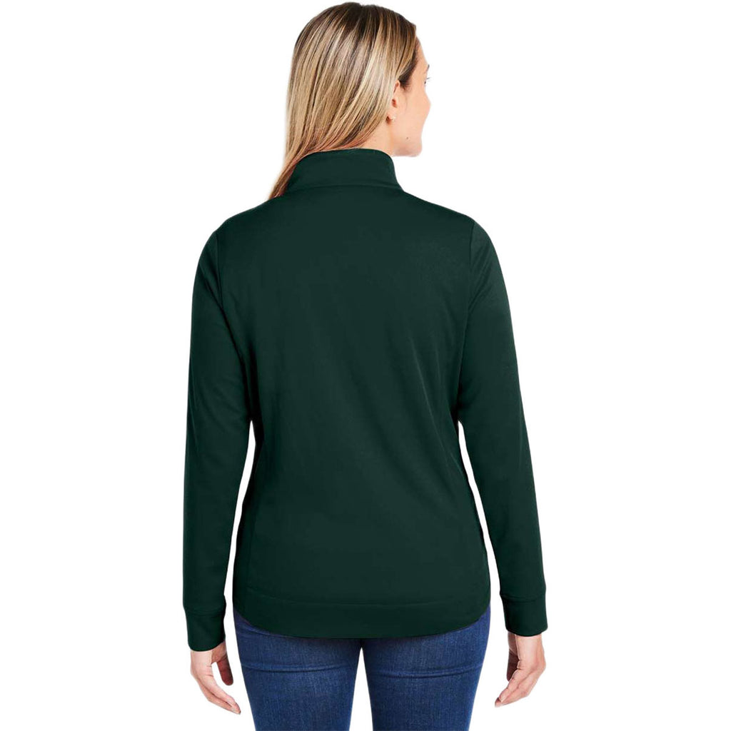 Core 365 Women's Forest/Carbon Market Snag Protect Mesh Colorblock Quarter-Zip Pullover