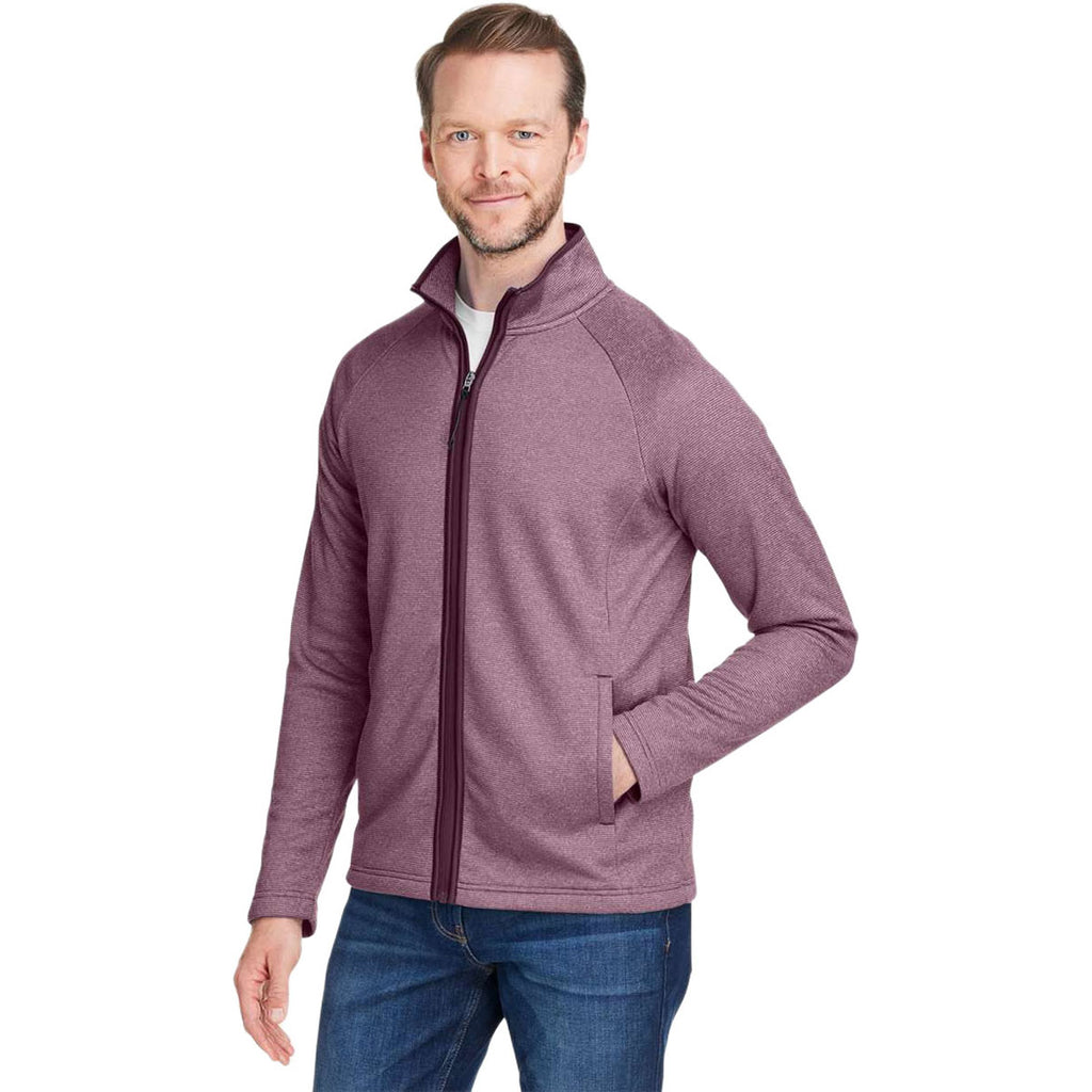 Core 365 Men's Burgundy/White Venture Heathered Stripe Full-Zip