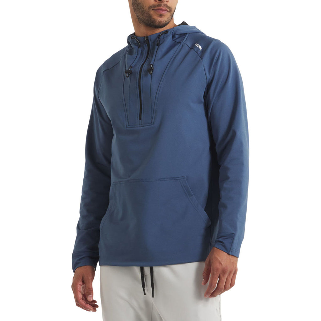UNRL Men's Cavern Blue Crossover Half-Zip Hoodie
