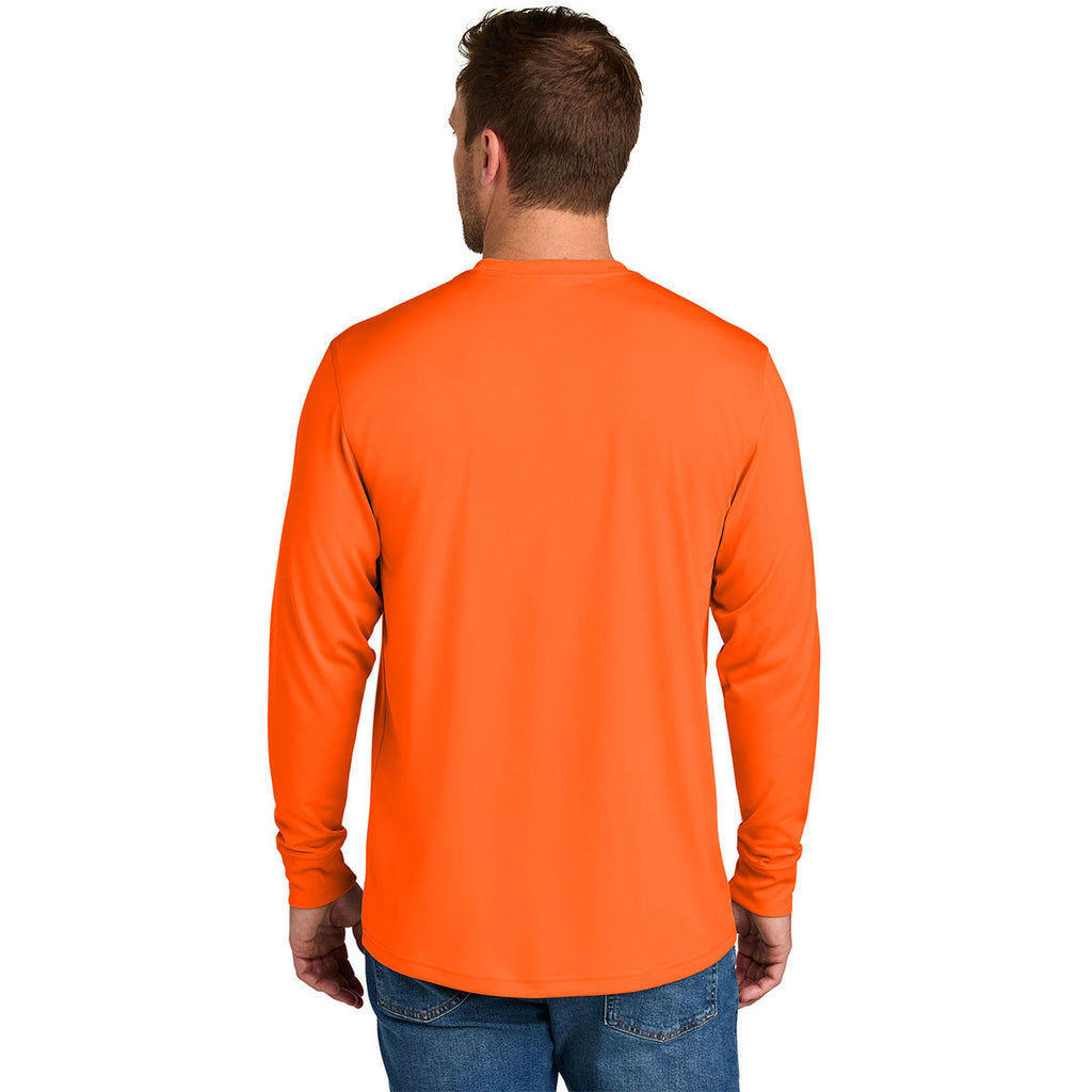 CornerStone Men's Safety Orange Workwear Pro Long Sleeve Pocket Tee