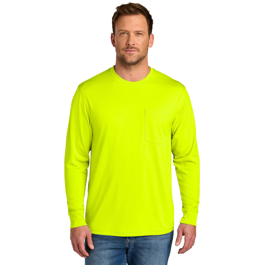 CornerStone Men's Safety Yellow Workwear Pro Long Sleeve Pocket Tee
