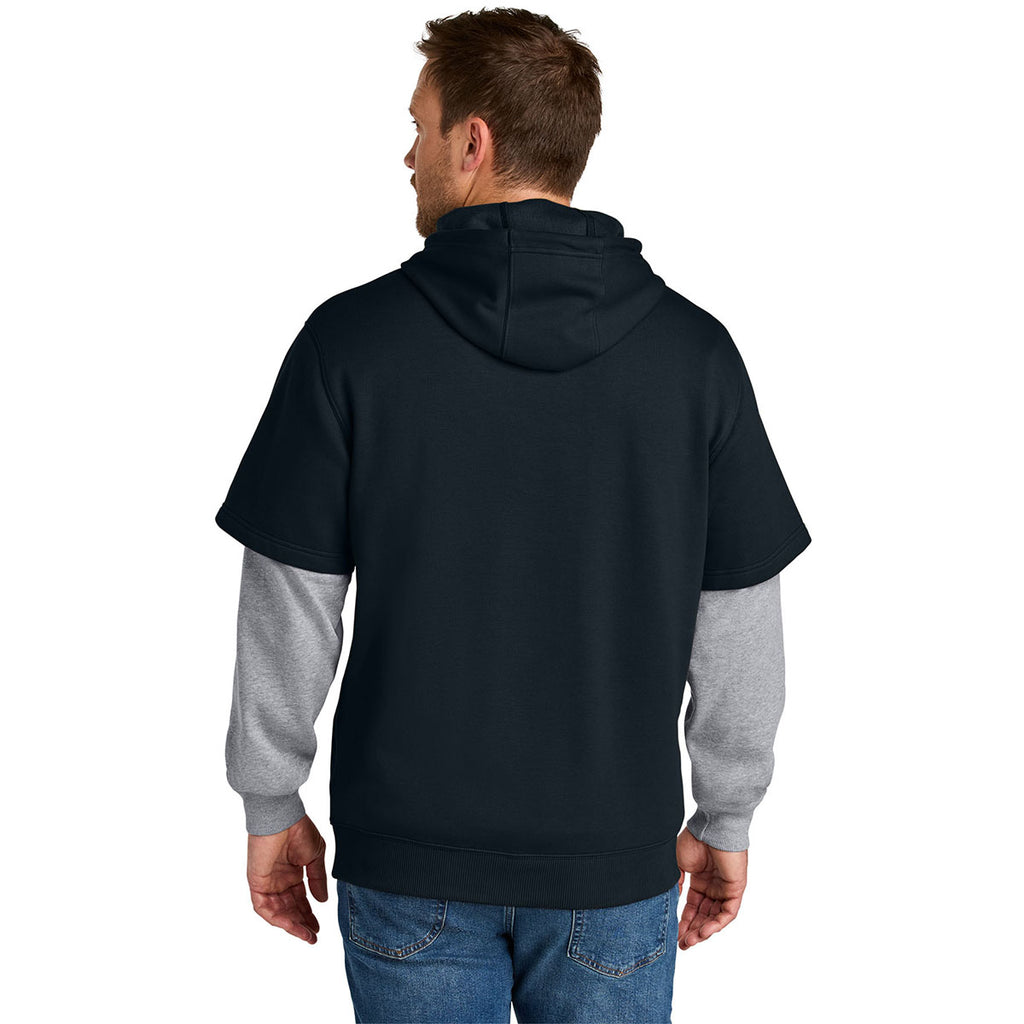 CornerStone Men's Navy/Heather Grey Touch Fleece Layered Hoodie