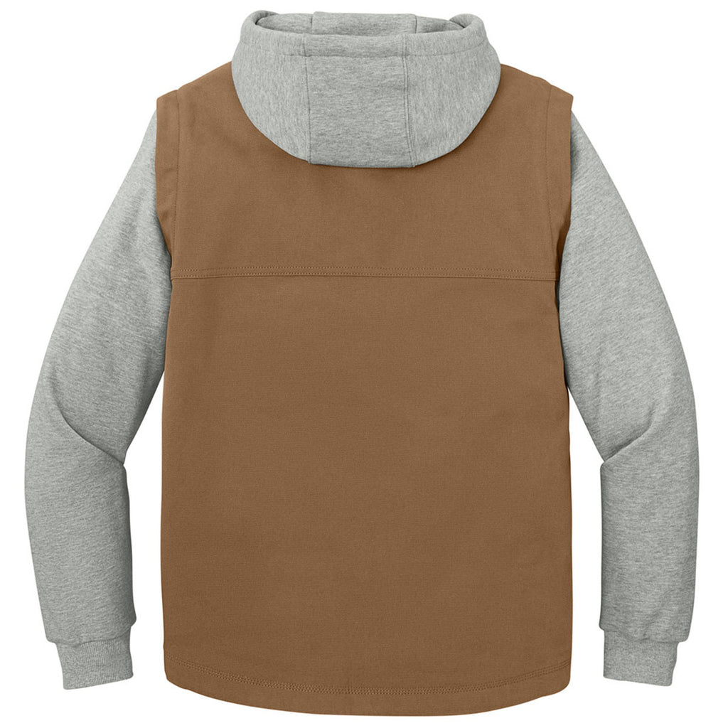 CornerStone Men's Duck Brown/Heather Grey Duck Fleece Full-Zip Hooded Jacket