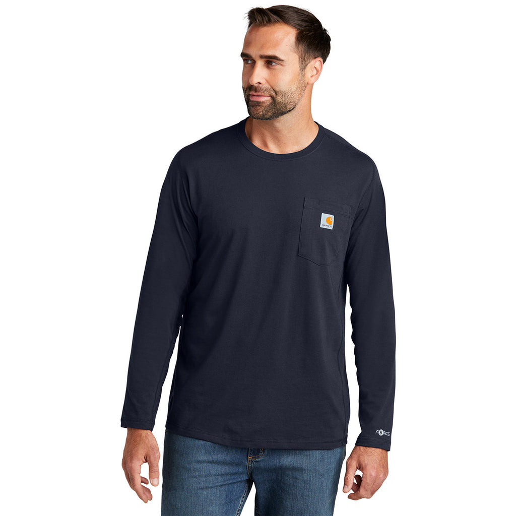 Carhartt Men's Navy Force Long Sleeve Pocket T-Shirt