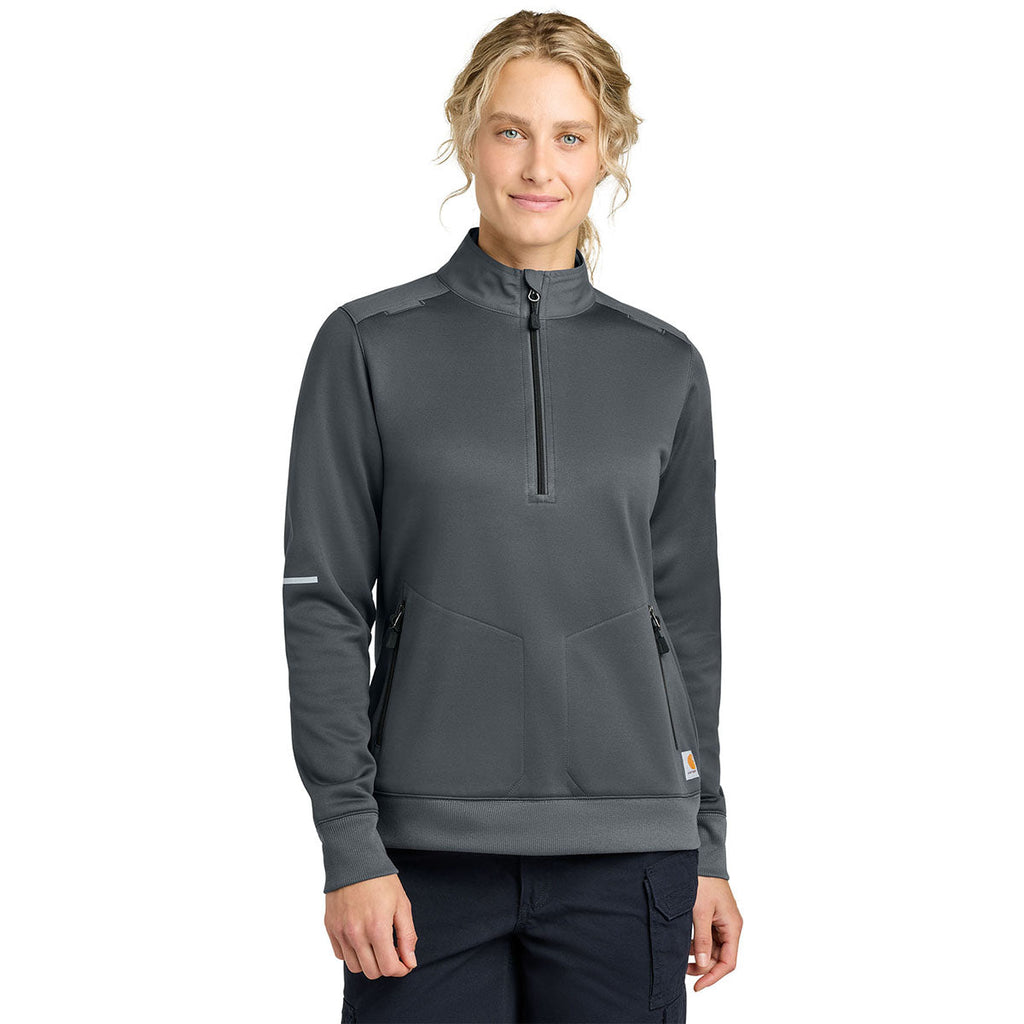 Carhartt Women's Pewter FLD & RSCU 1/2-Zip Mid-Layer