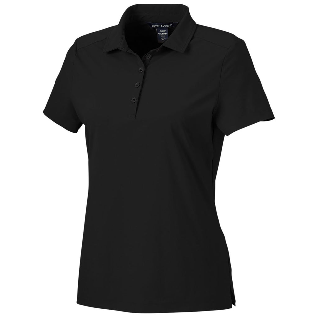 Devon & Jones Women's Black CrownLux Performance Windsor Welded Polo