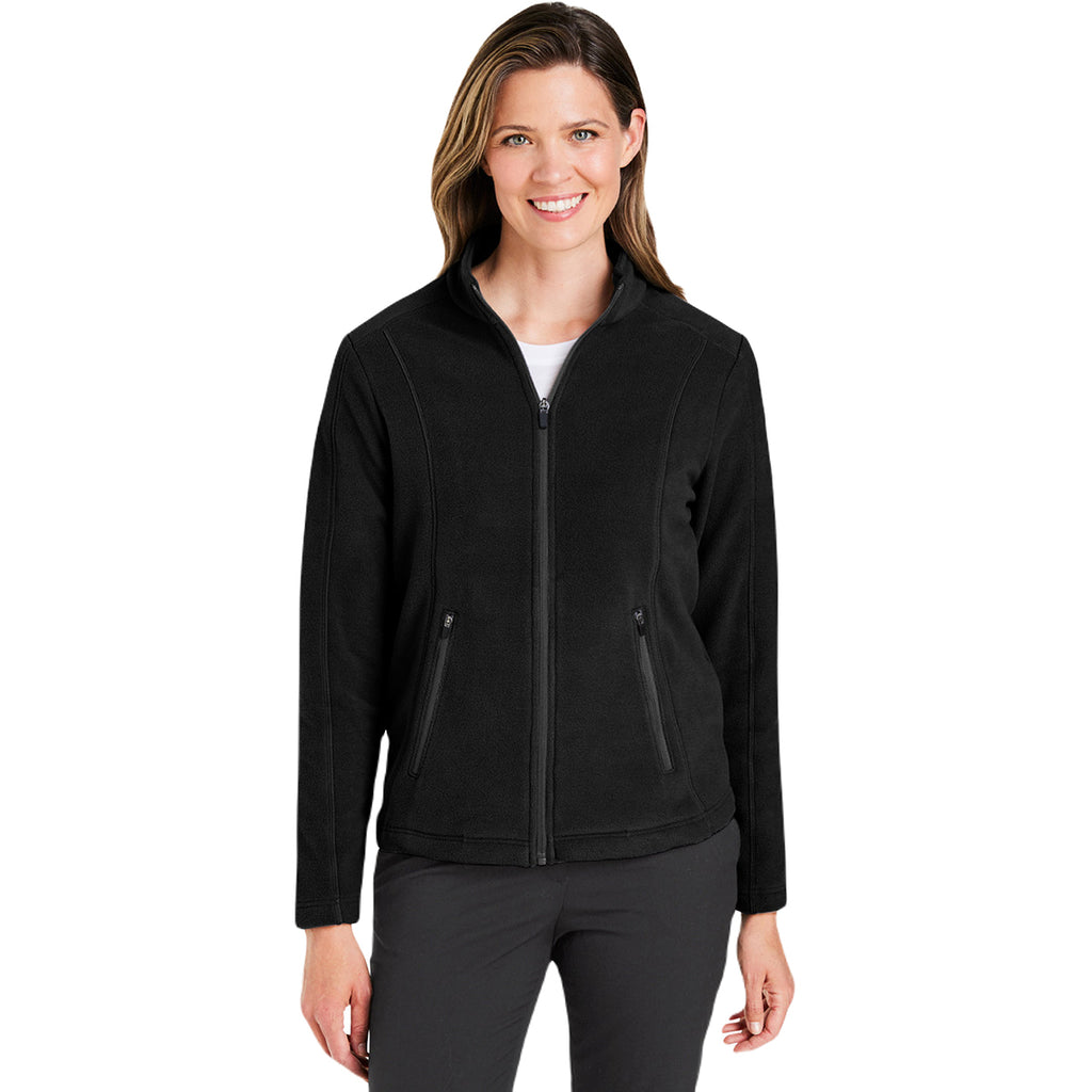 Devon & Jones Women's Black CrownLux Performance Fleece Full-Zip