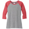 District Women’s Red Frost/ Grey Frost Perfect Tri 3/4-Sleeve Raglan